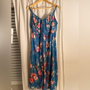 Torrid: Blue floral midi dress size 1